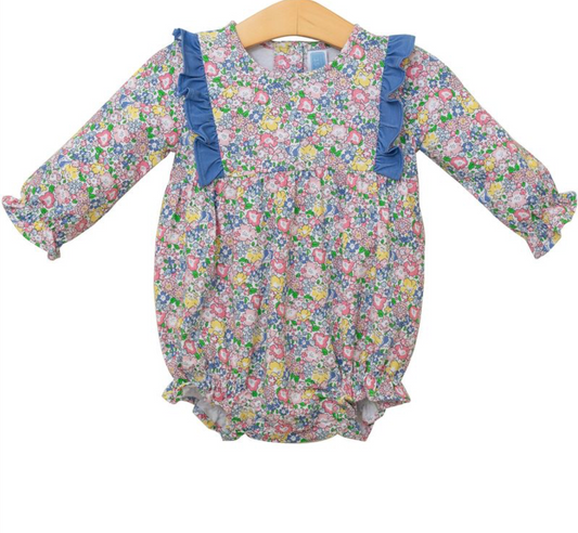 Floral Bubble With Blue Ruffle