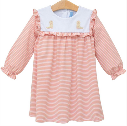 Boots Embroidery Striped Dress