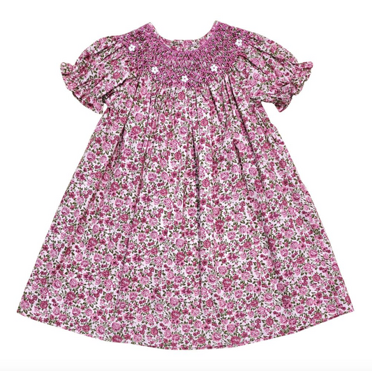 Reign Hot Pink Floral Print Smocked Dress