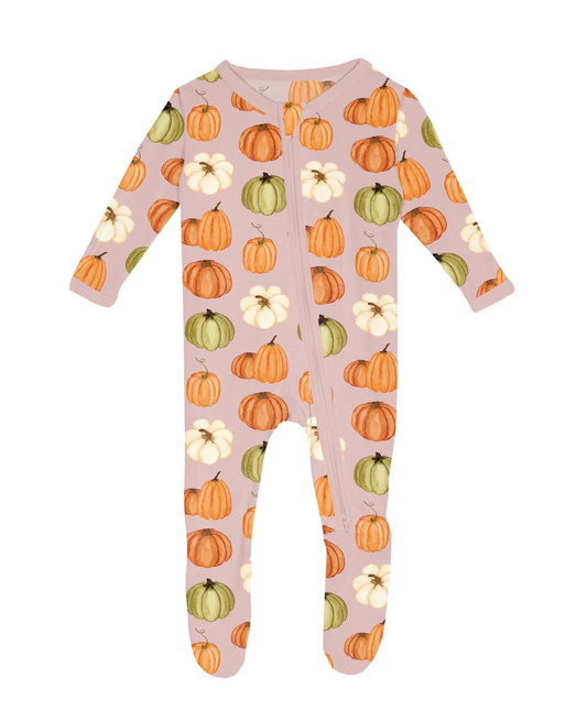 KicKee Pants Footie in Baby Rose Rumpkin Patch
