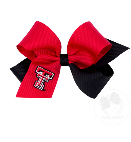 Texas Tech Embroidered Hair Bow