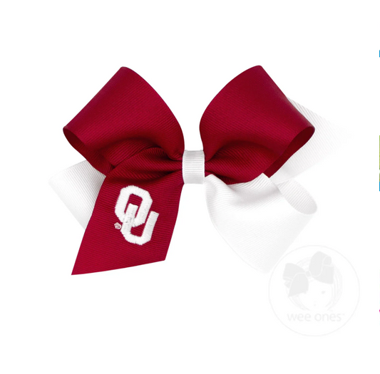 Medium Two-Toned Embroidered OU Bow