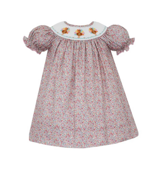 Turkey Pink Floral Bishop Dress