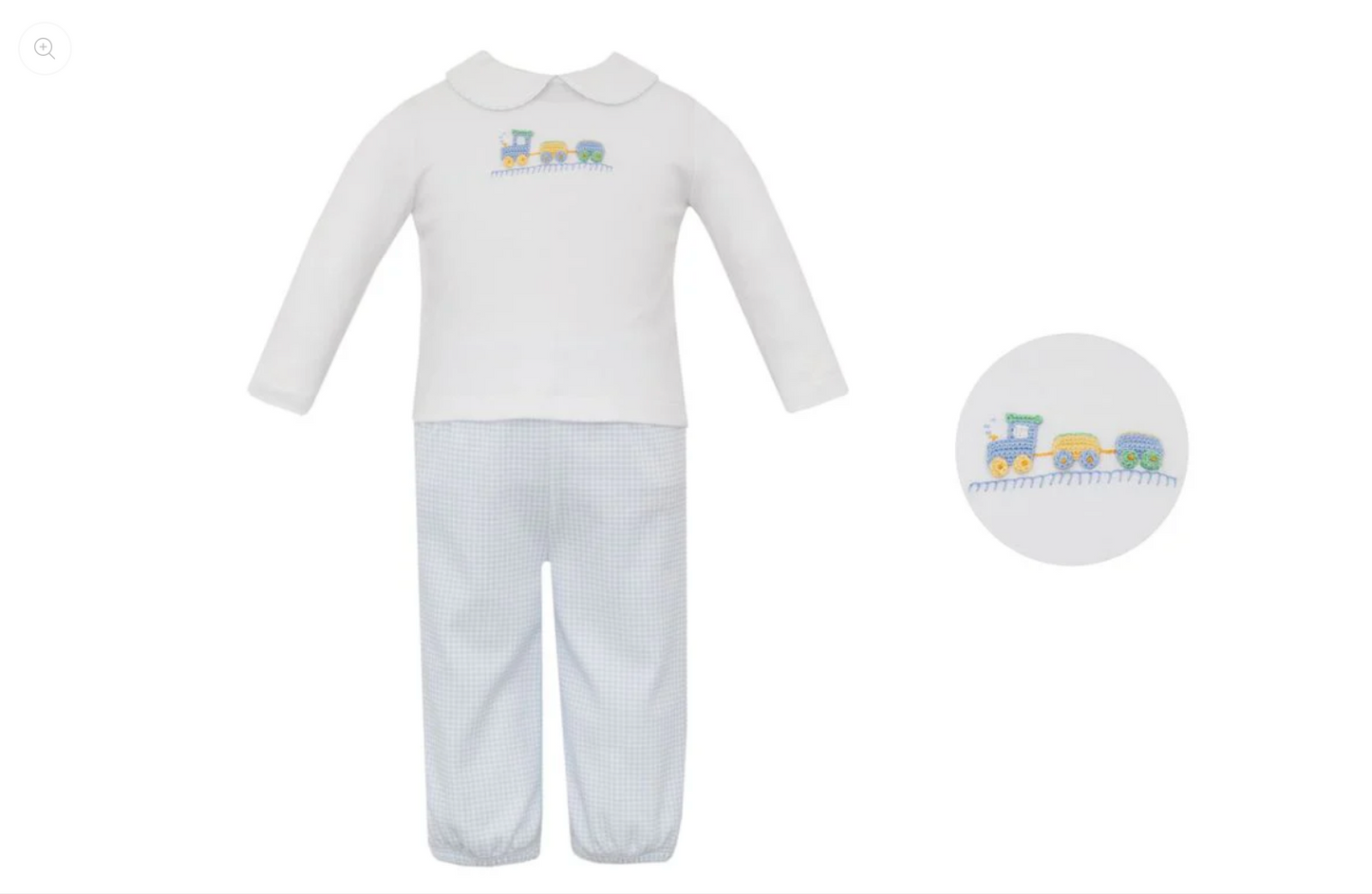Light Blue Gingham Knit Boy's Pant Set