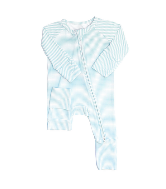 Uptown Baby Mini Stripe Sleep Romper - Pistachio Green