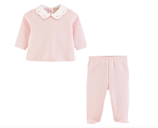 Rose Embroidered English Knot Pant Set
