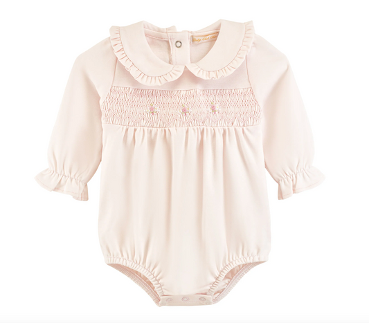Sweet Roses Smocked Collared Bubble