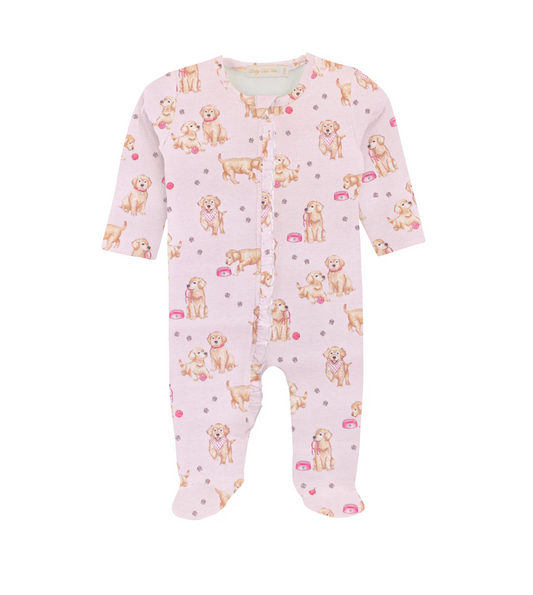 Puppy Adventures Ruffle Zipper Footie