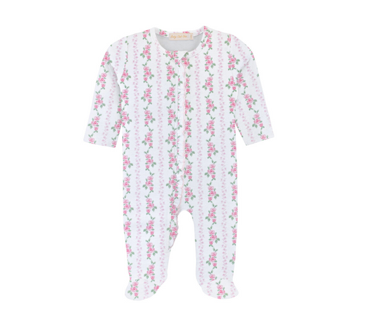 Soft Roses Printed Zipper Footie