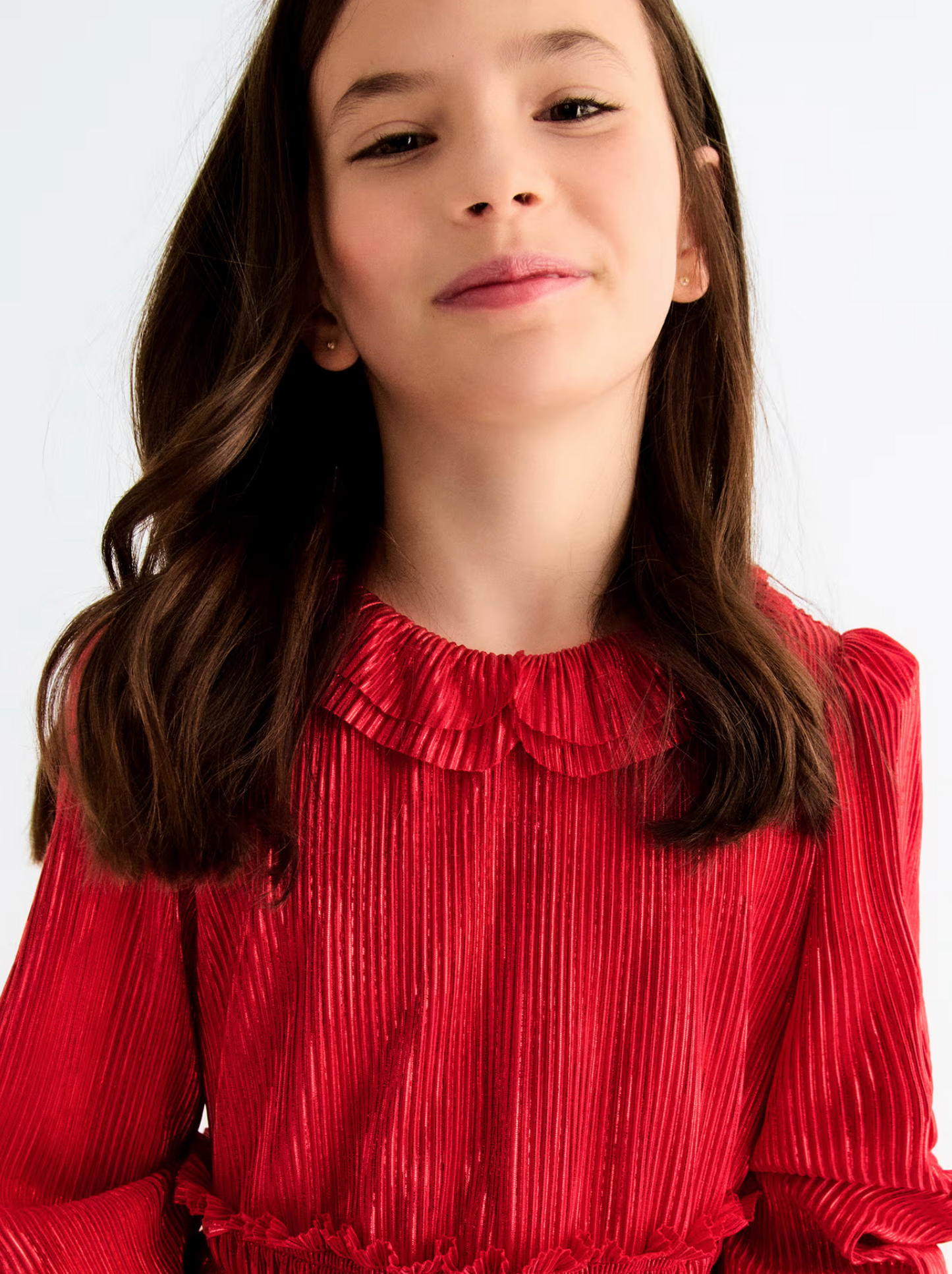 Abel & Lula Girl Pleated Knit Dress - Red