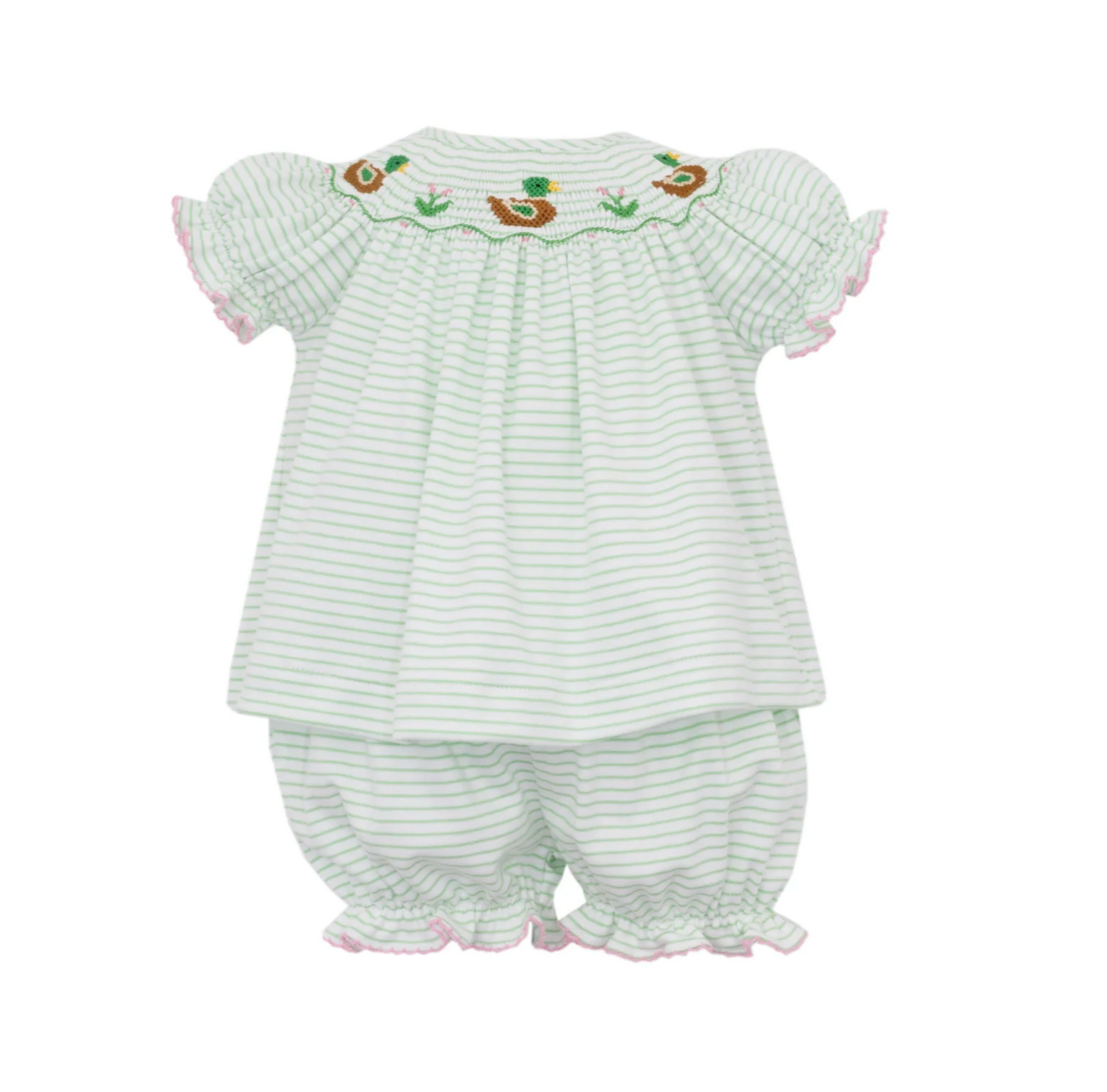 Mallard Duck Green Stripe Bishop Bloomer Set