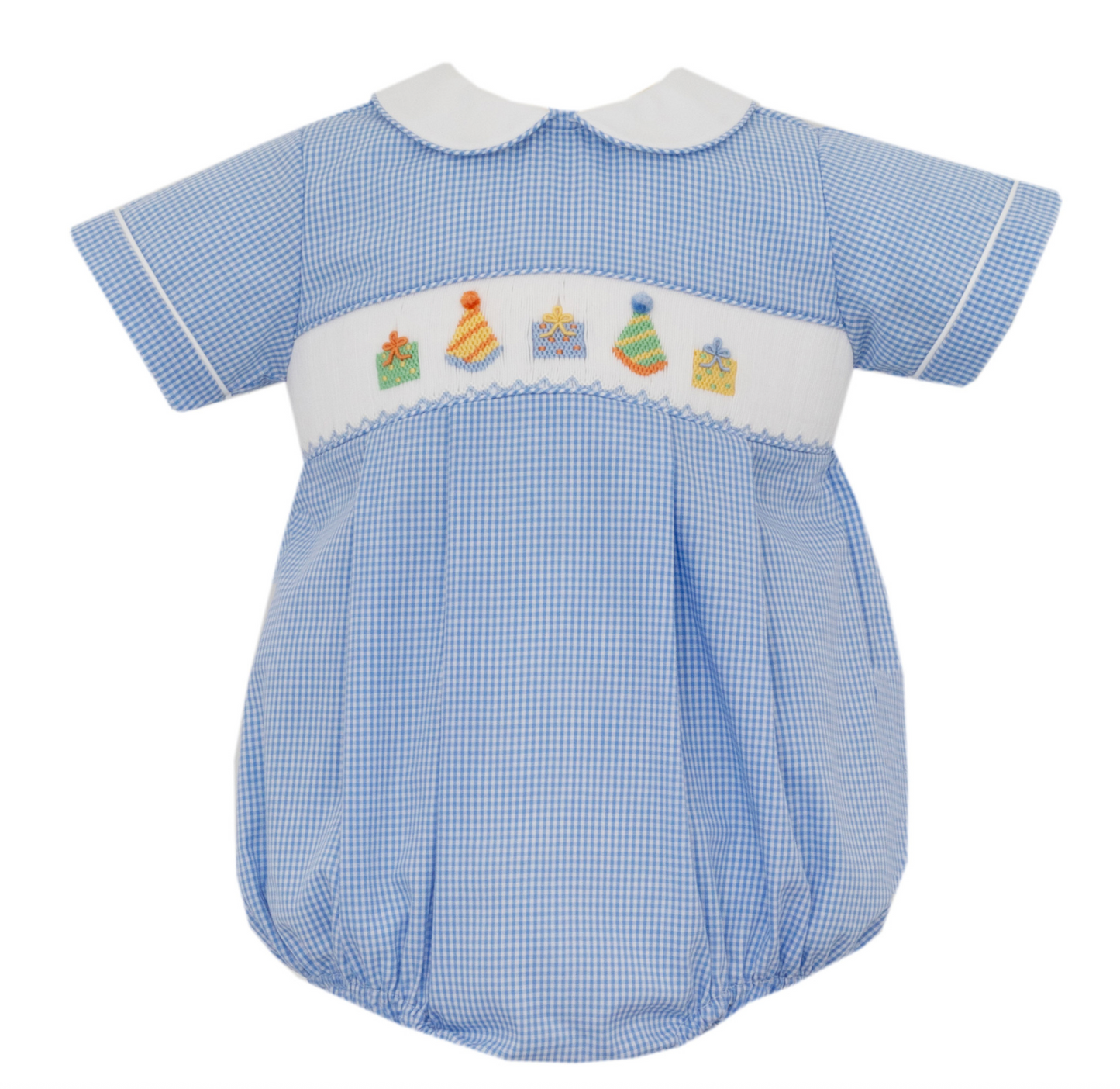 Birthday Boy's Light Blue Gingham Bubble