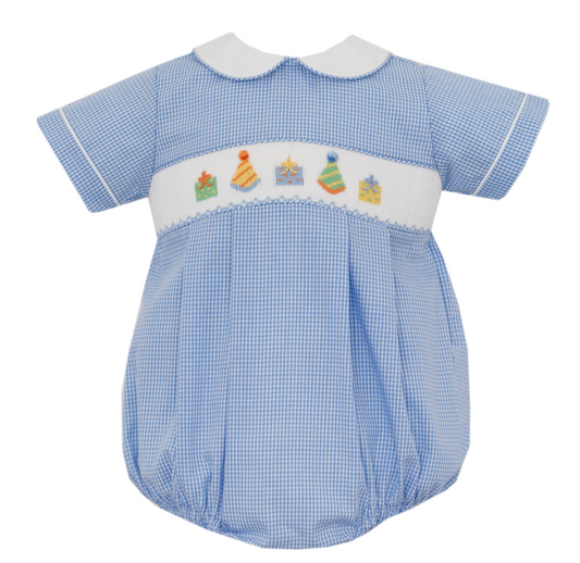 Birthday Boy's Light Blue Gingham Bubble
