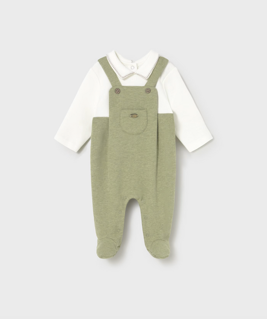 Baby Boy Collard One Piece - Basil