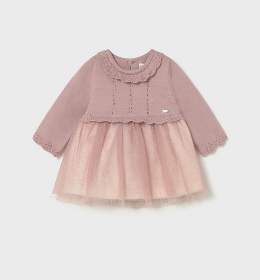 Baby Girl Tulle and Knit Dress - Petal