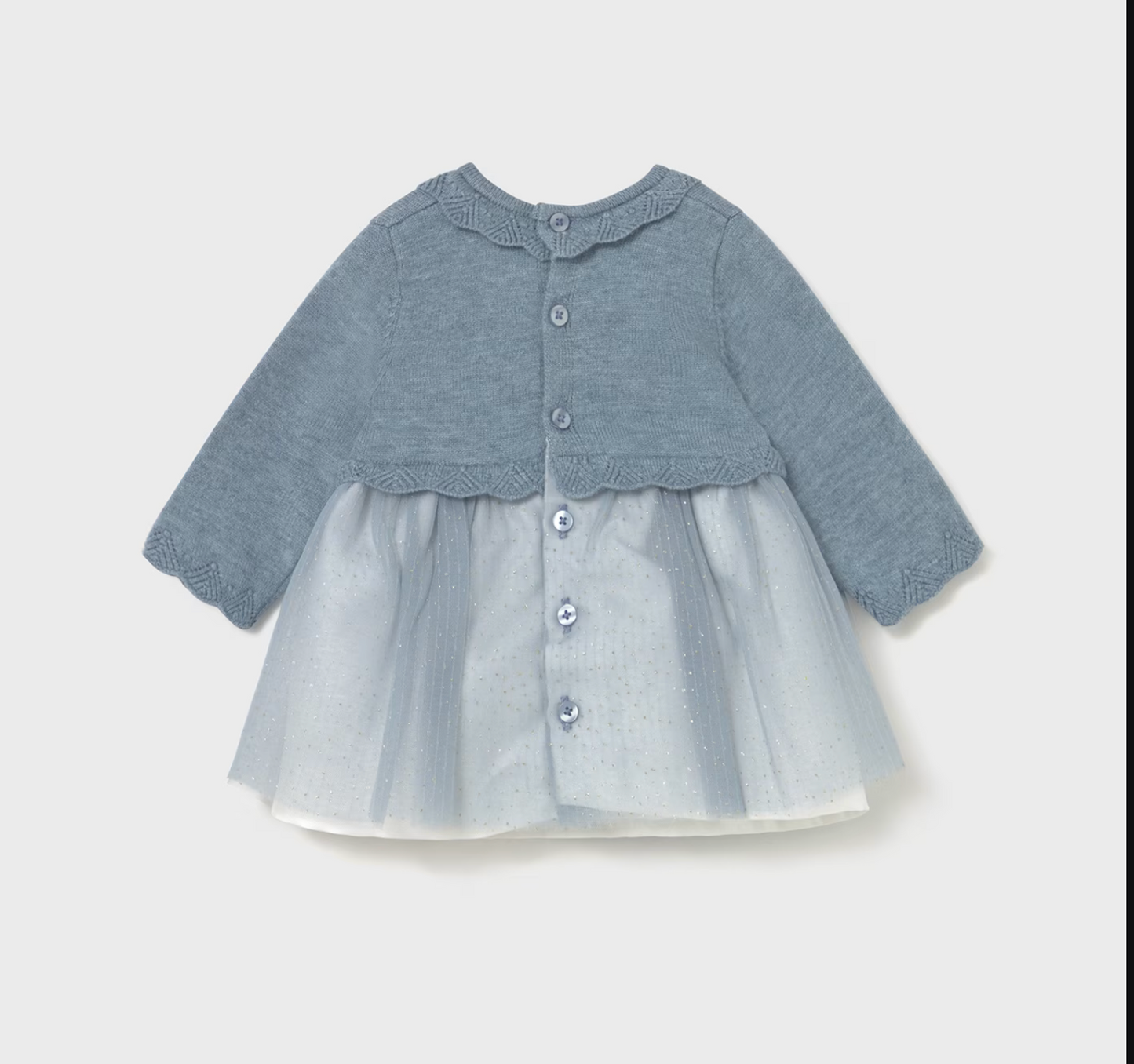 Girl Tulle and Knit Dress - Moon Heather