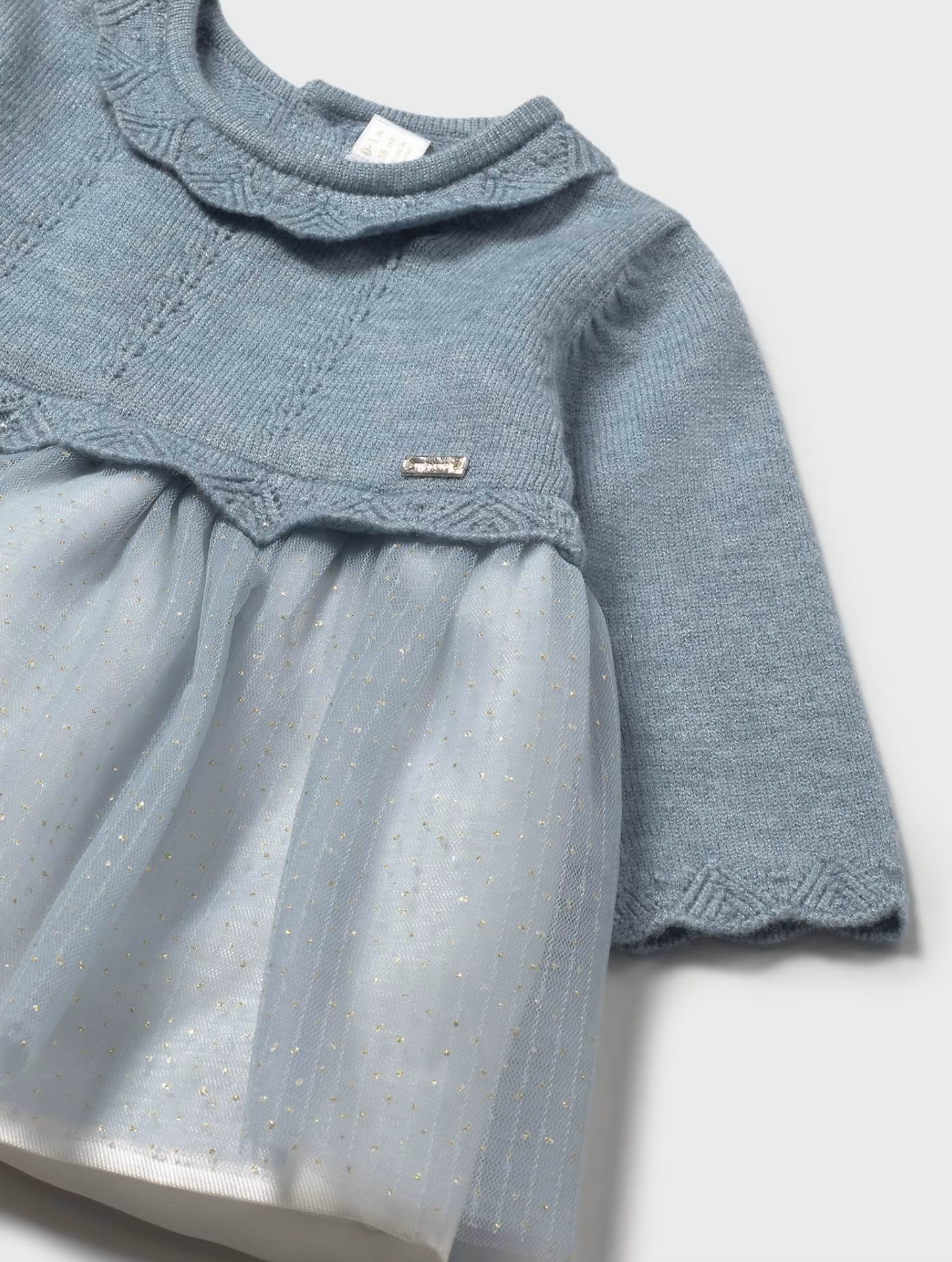 Girl Tulle and Knit Dress - Moon Heather