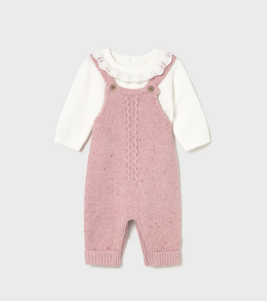 Baby Girl Dungaree and Sweater Set - Heather Orchid