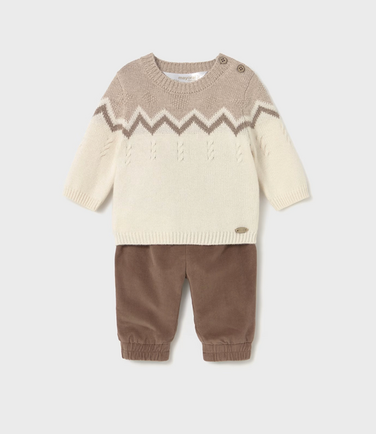 Baby Boy Pants and Sweater Set - Cocoa