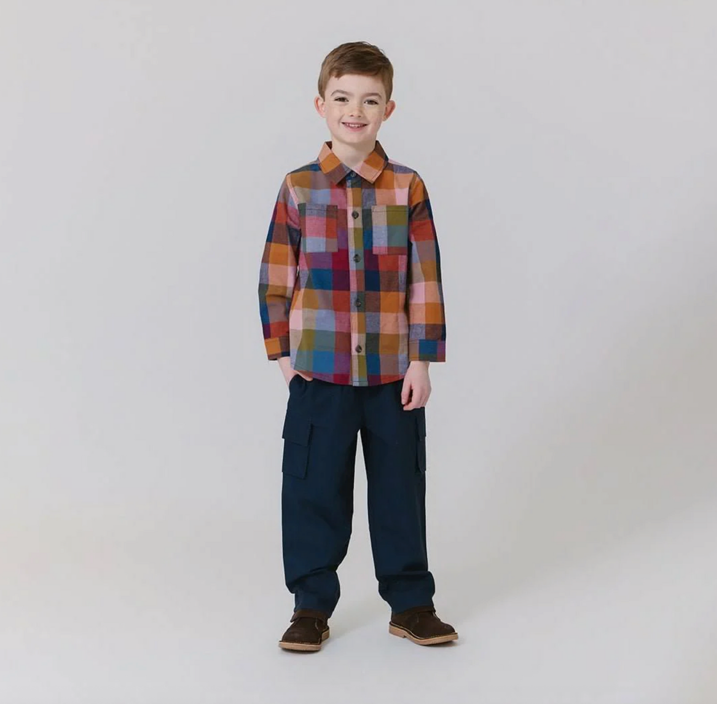 Pink Chicken Boys Jack Shirt - Harvest Check