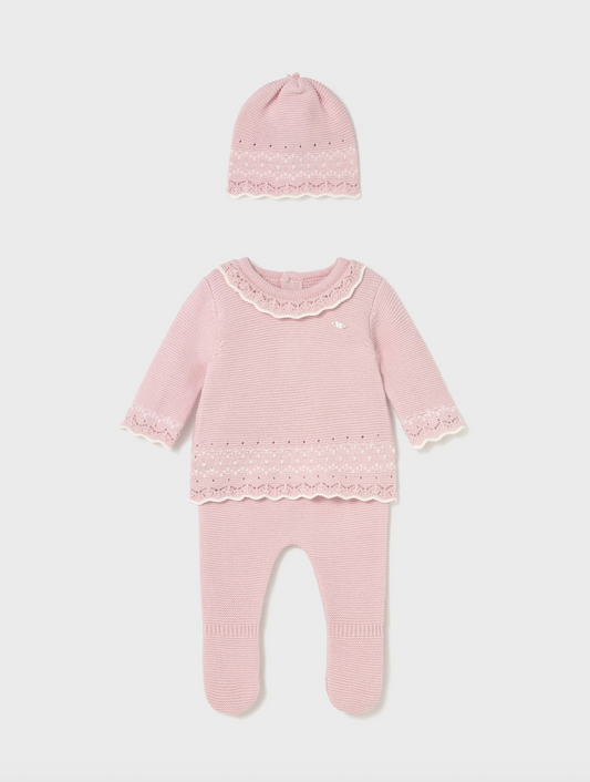 Baby Girl 3-Piece Knit Set - Quartz