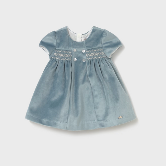 Baby Girl Velvet Dress - Mineral