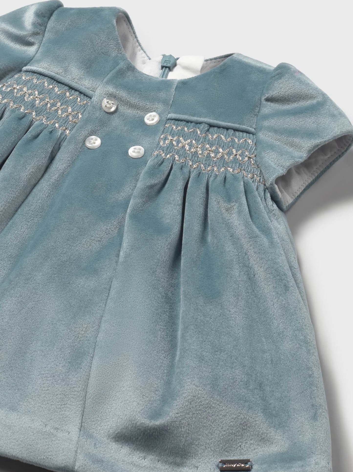 Baby Girl Velvet Dress - Mineral