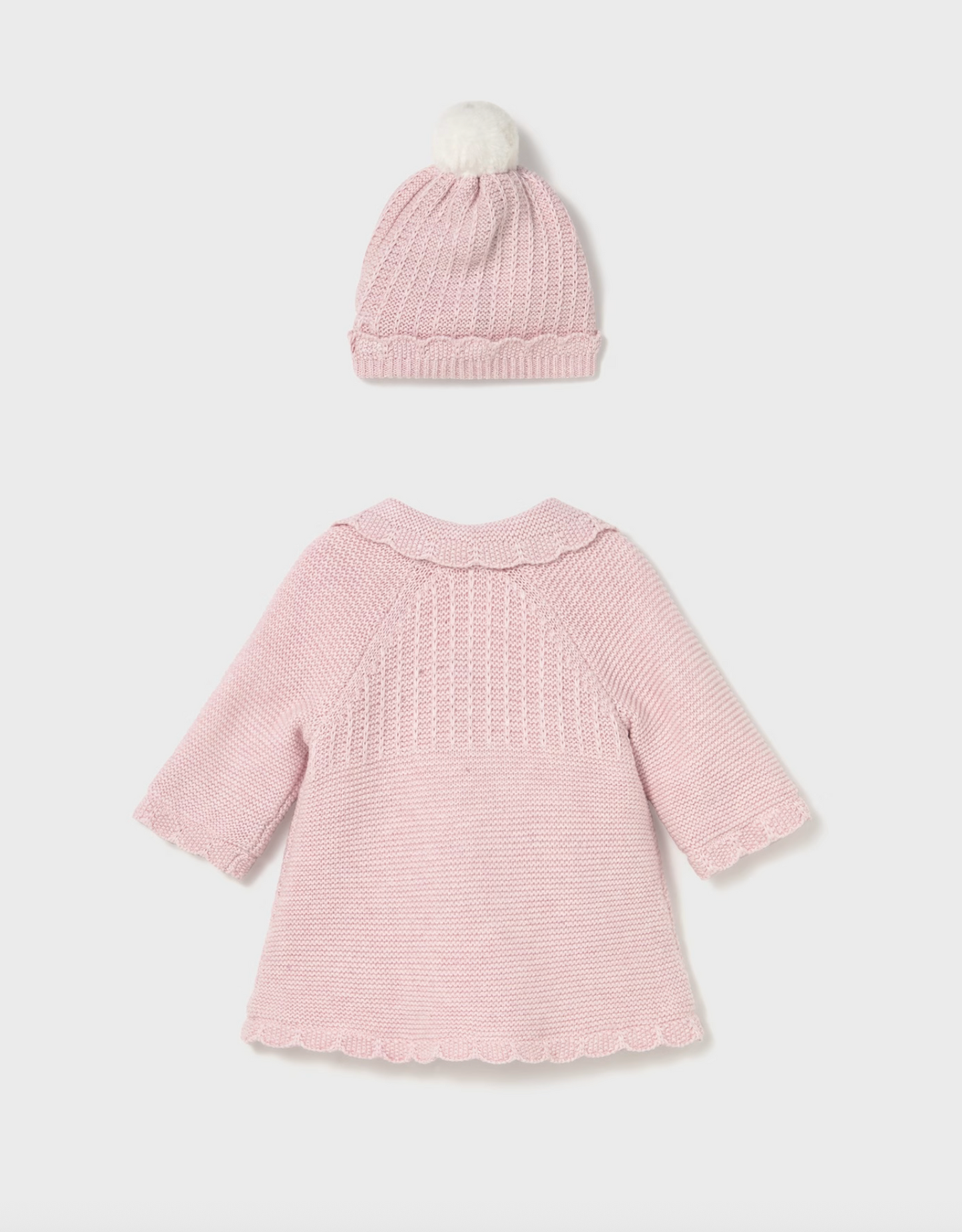 Baby Girl Knit Coat with Hood - Quartz Heather