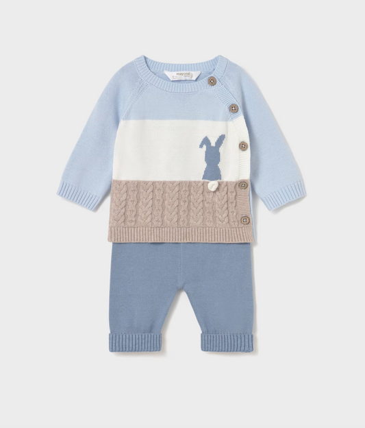 Baby Boy Knit Pants and Sweatshirt Set - Cloud