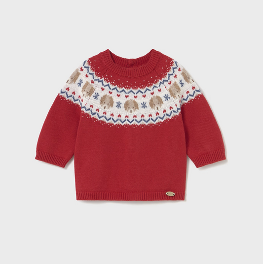 Baby Boy Soft Knit Sweater - Cherry