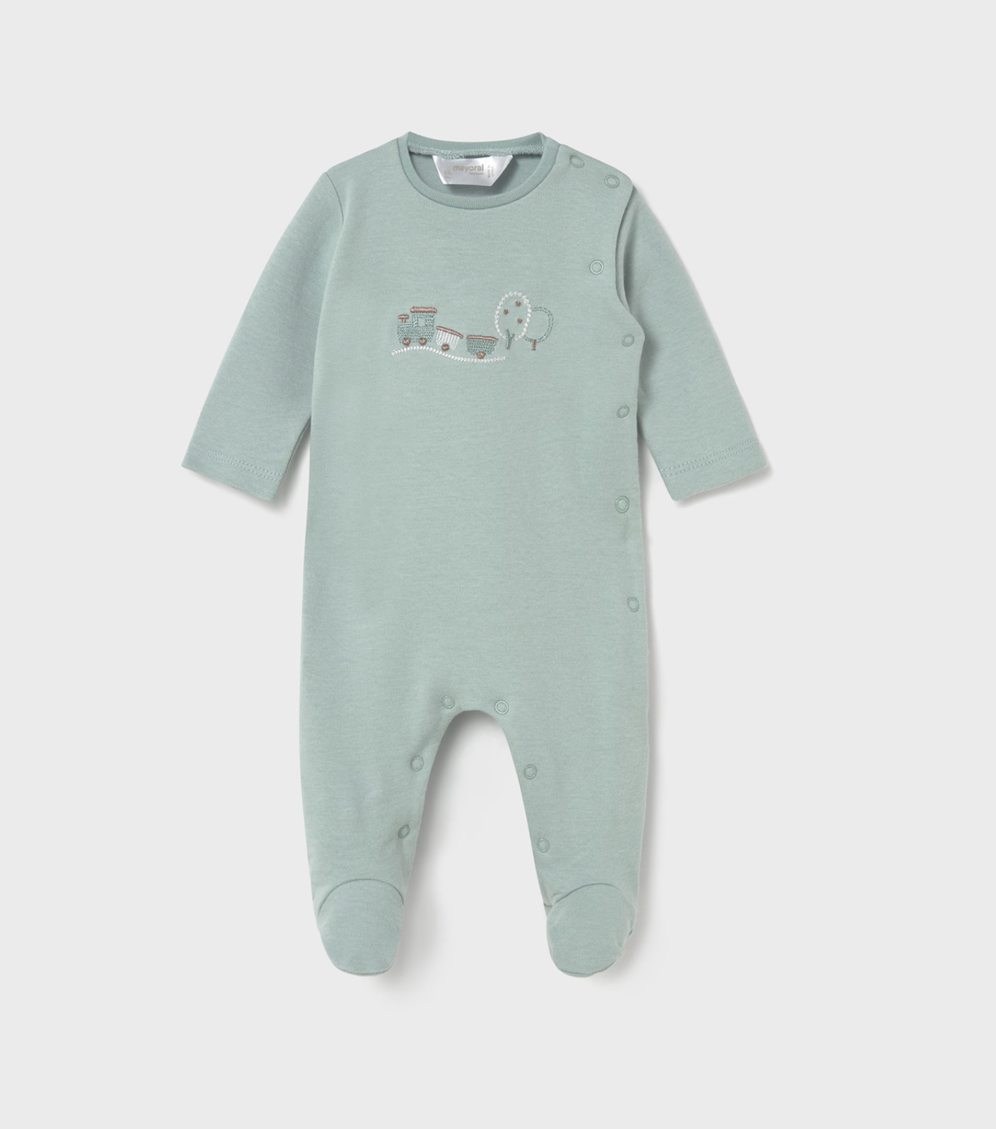 Train Embroidered Baby Footie