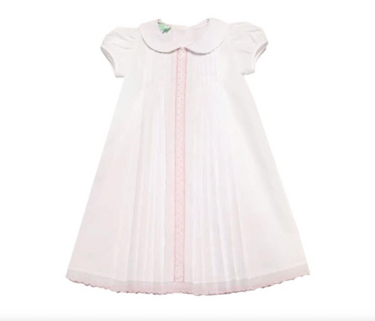 White With Pink Trim Baby Gown