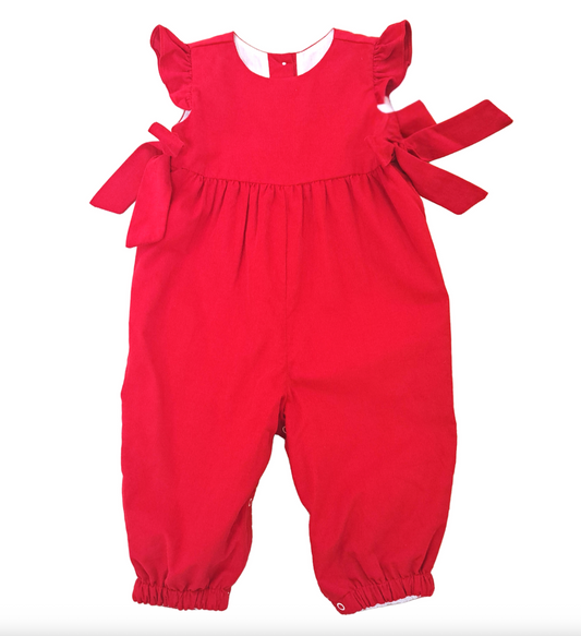 Girl's Red Corduroy Romper