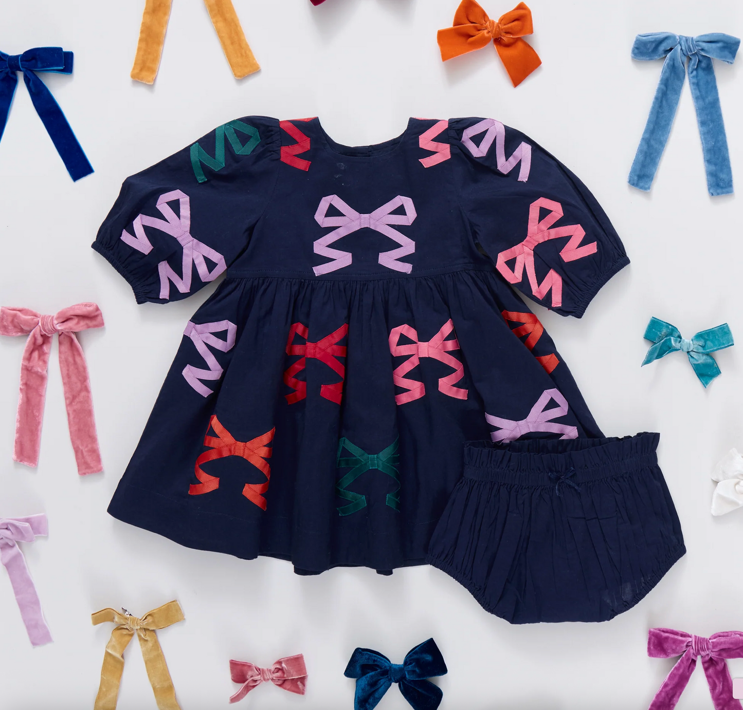 Pink Chicken Baby Girls Brooke Dress - Multi Bow Appliqué