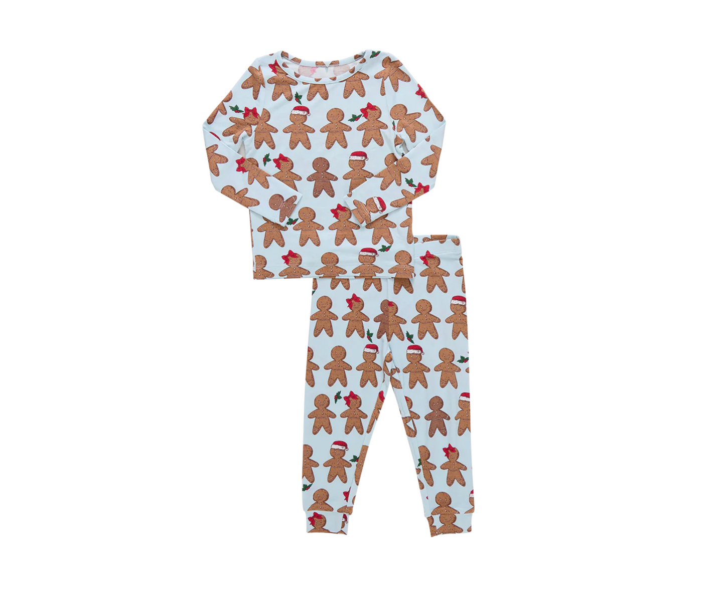 Pink Chicken Bamboo PJ Set - Light Blue Gingerbread