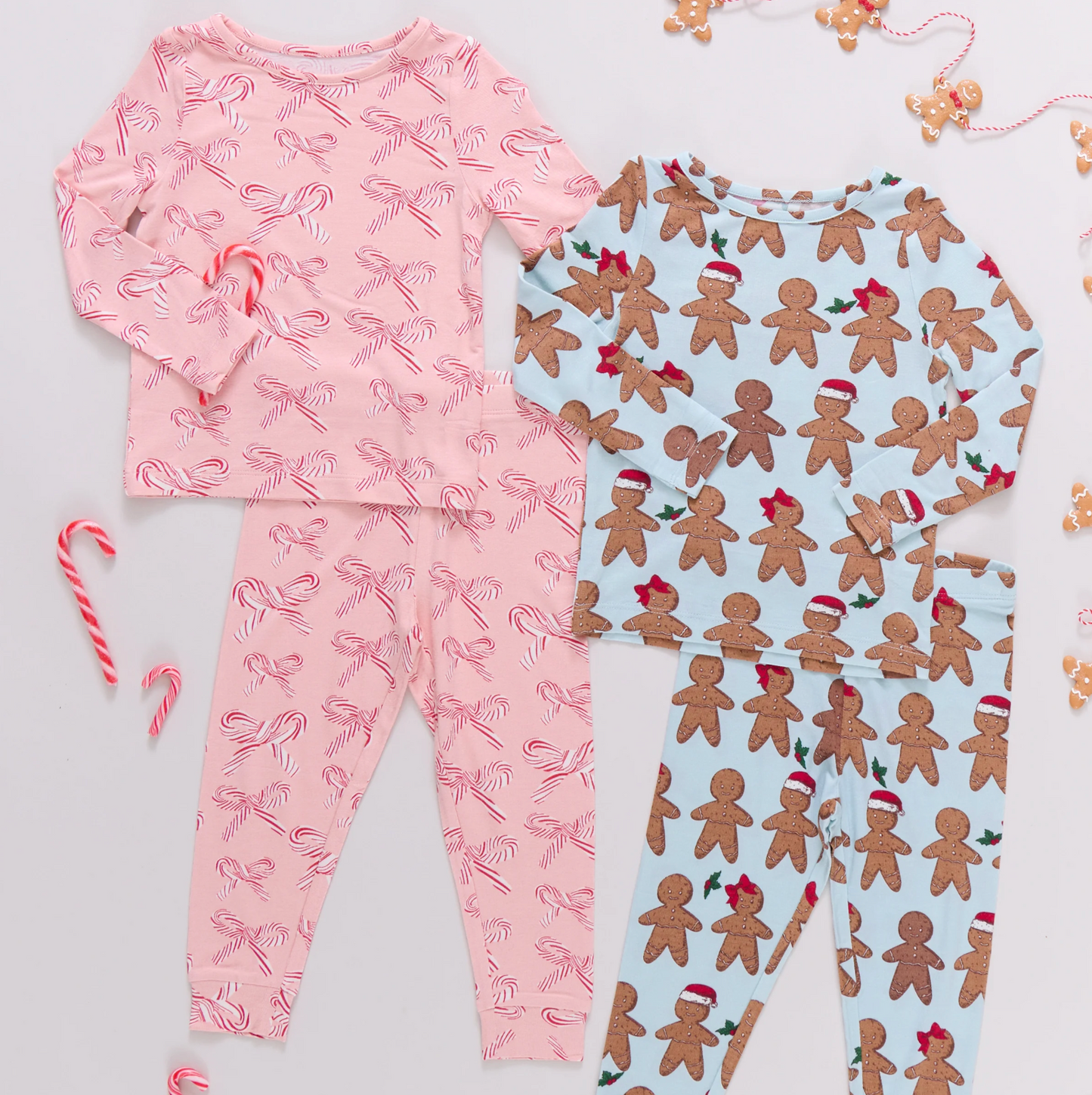 Pink Chicken Bamboo PJ Set - Light Blue Gingerbread