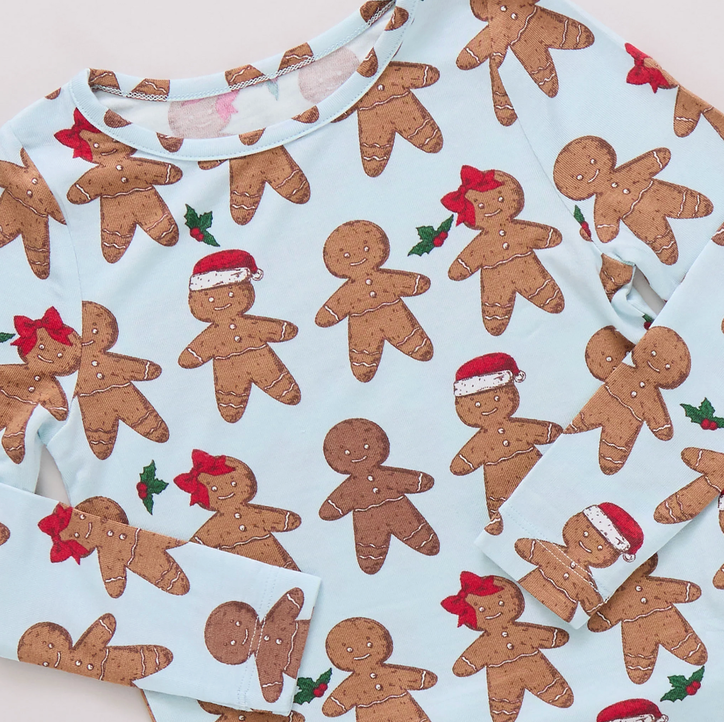 Pink Chicken Bamboo PJ Set - Light Blue Gingerbread