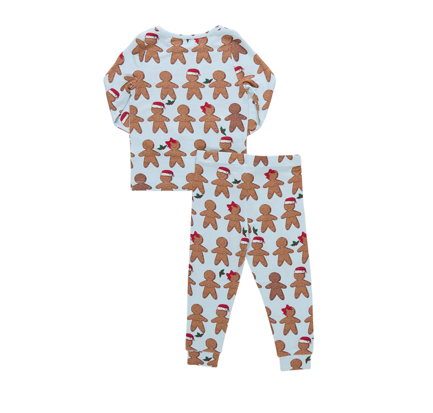 Pink Chicken Bamboo PJ Set - Light Blue Gingerbread