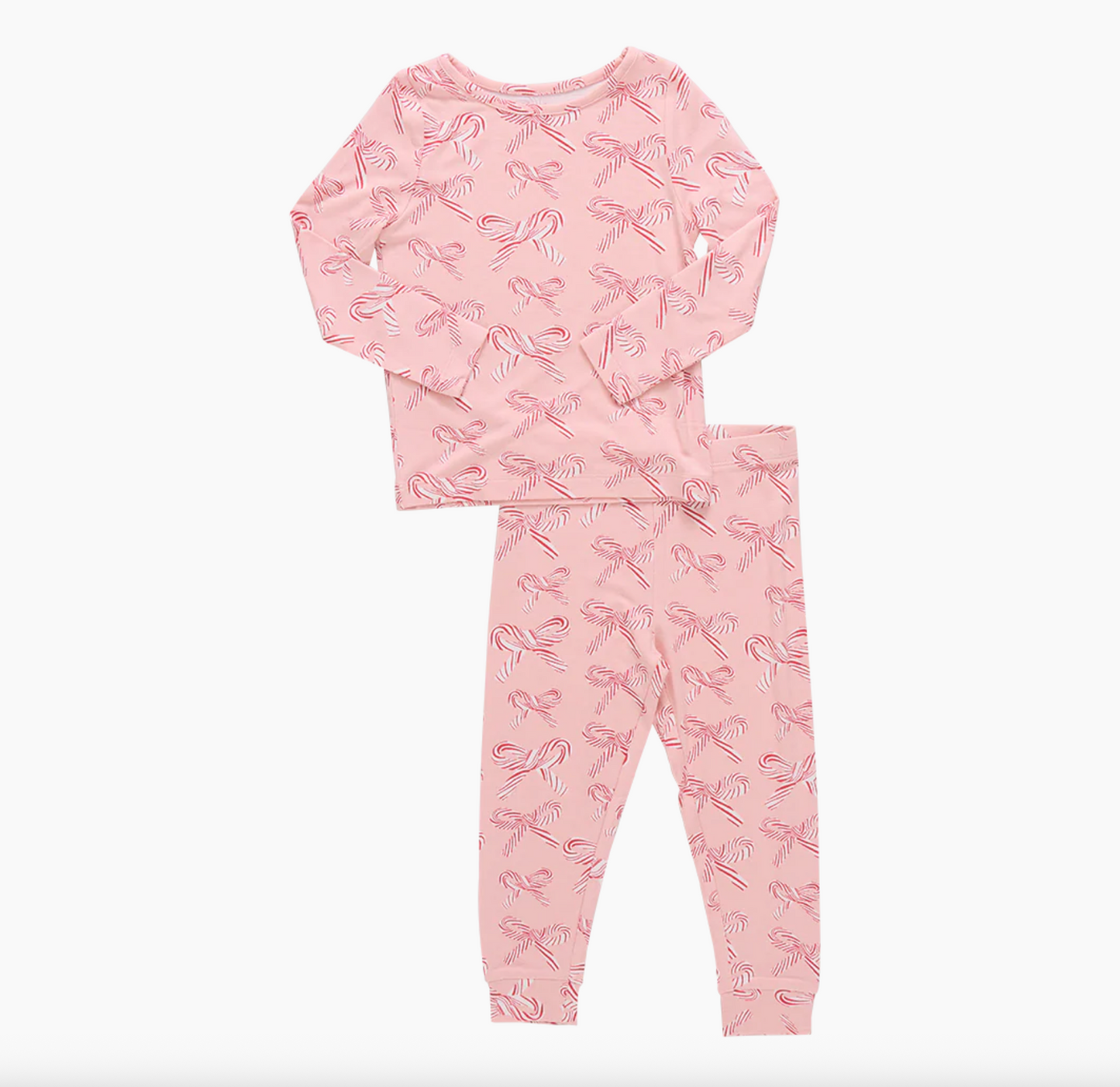 Pink Chicken Bamboo PJ Set - Candy Cane Bows