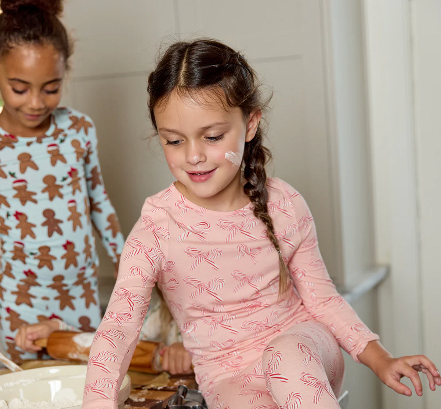 Pink Chicken Bamboo PJ Set - Candy Cane Bows