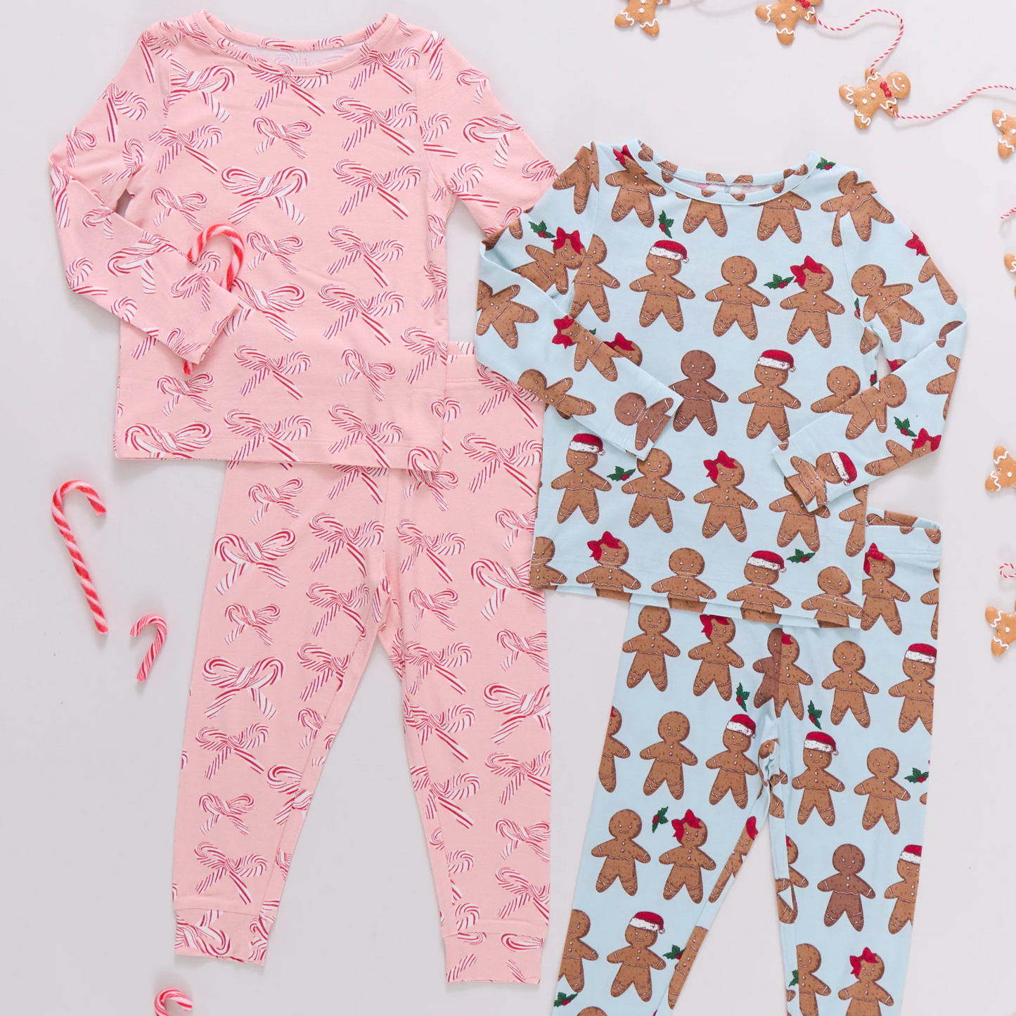 Pink Chicken Bamboo PJ Set - Candy Cane Bows