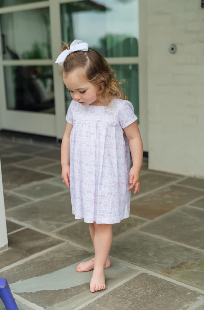 Lila & Hayes Girls Lizzy Dress - Pink Back to School Days