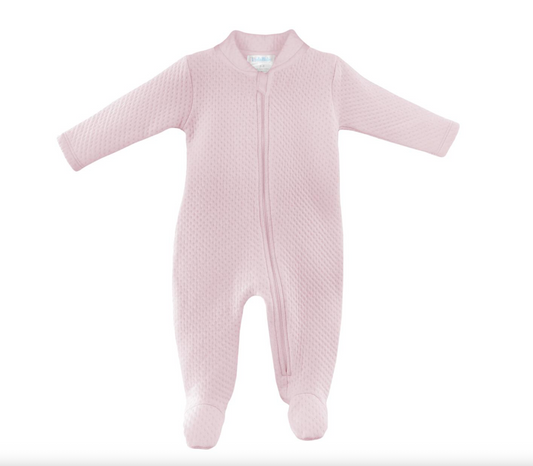 Quilted Collection Zipper Footie - Pink
