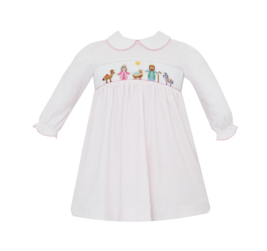 Pink Stripe Knit Nativity Dress