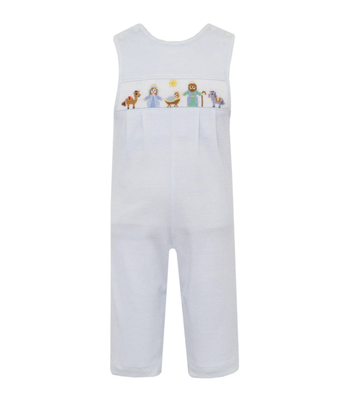 Light Blue Stripe Knit Nativity Long Jon Jon