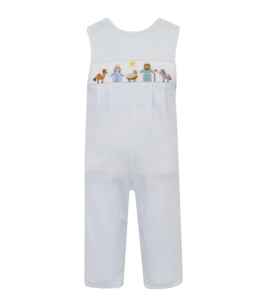 Light Blue Stripe Knit Nativity Long Jon Jon