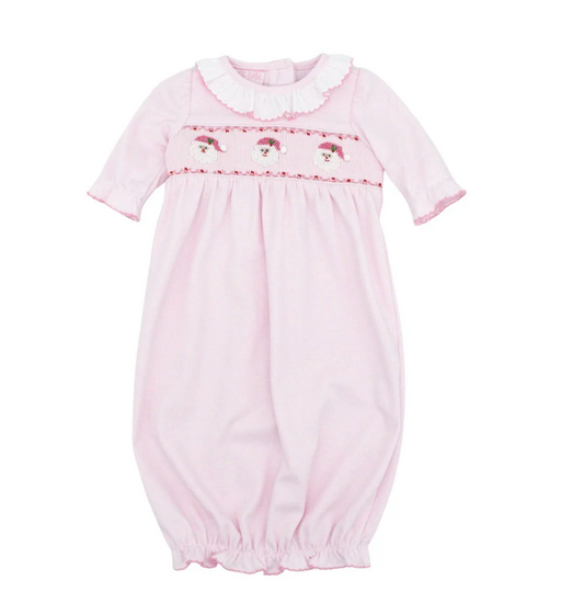 Santa Face Knit Baby Gown - Pink or Blue