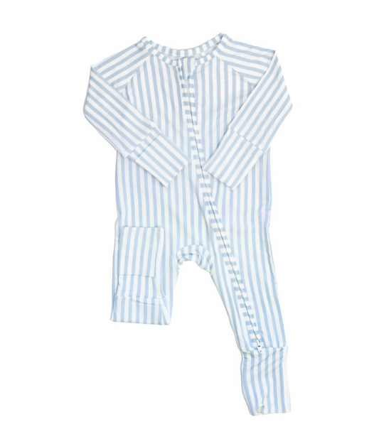 French Blue Cabana Stripe Sleep Romper