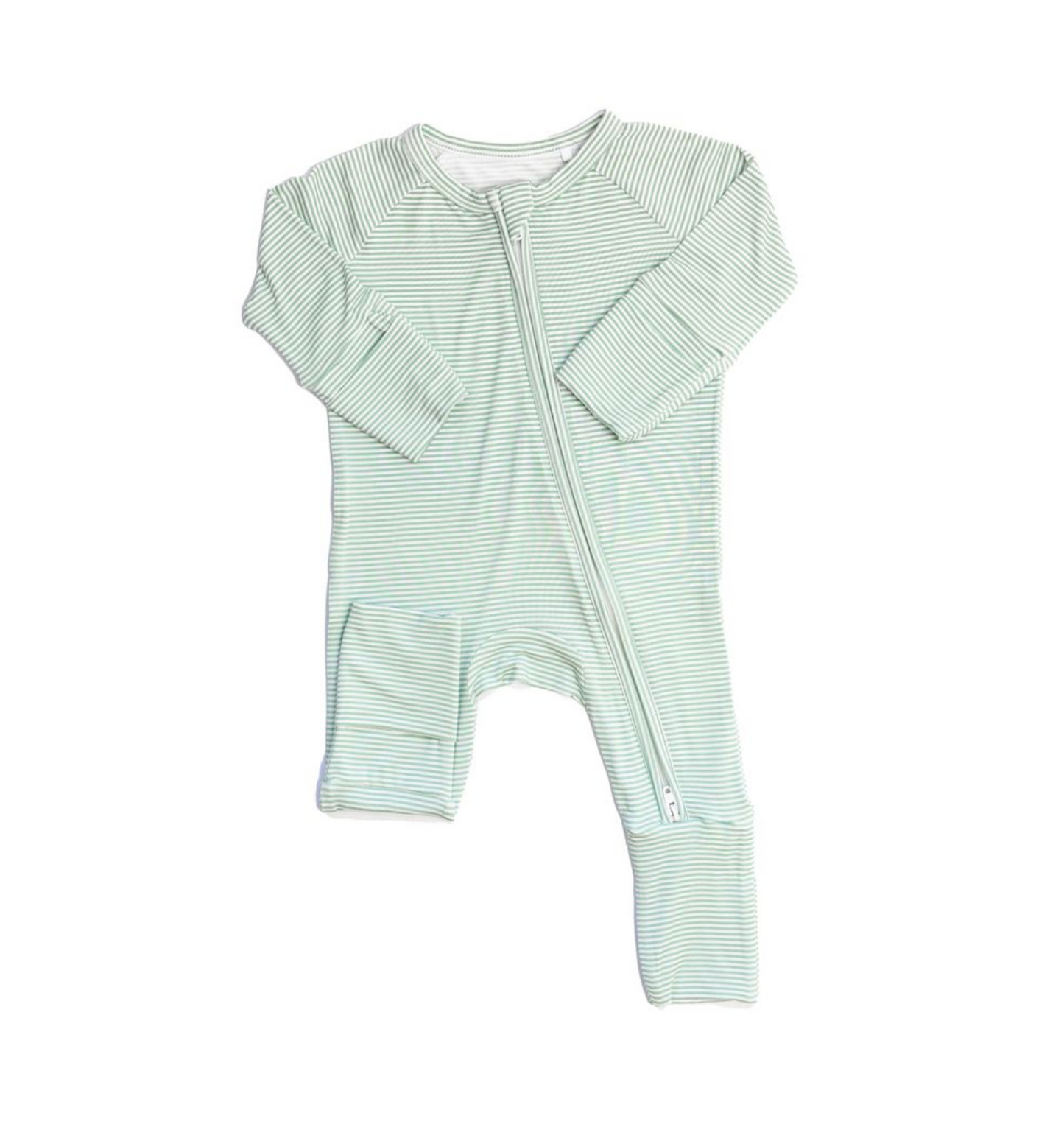 Uptown Baby Mini Stripe Sleep Romper - Pistachio Green