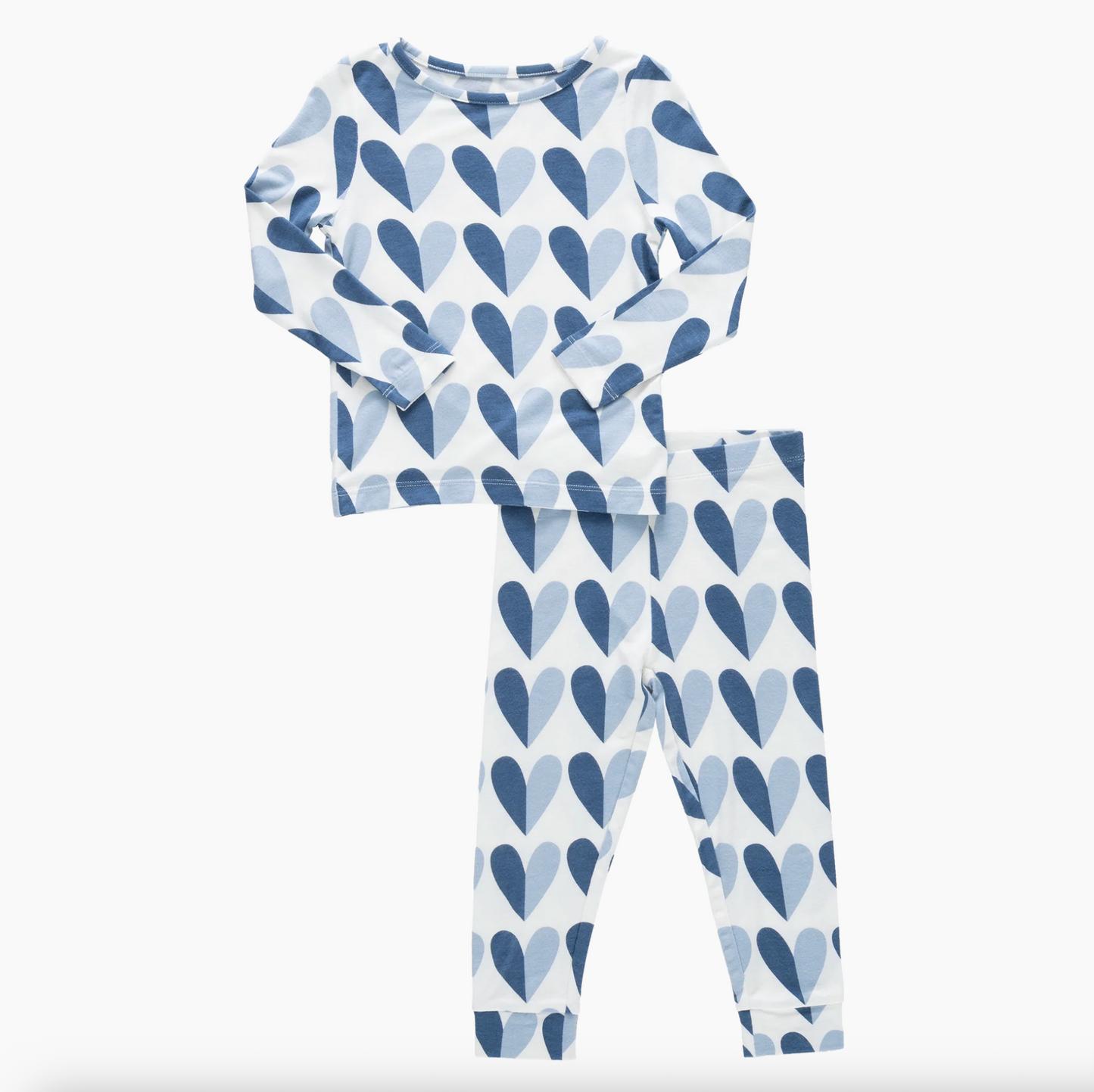 Pink Chicken Kids Bamboo PJ Set - Blue Half Hearts